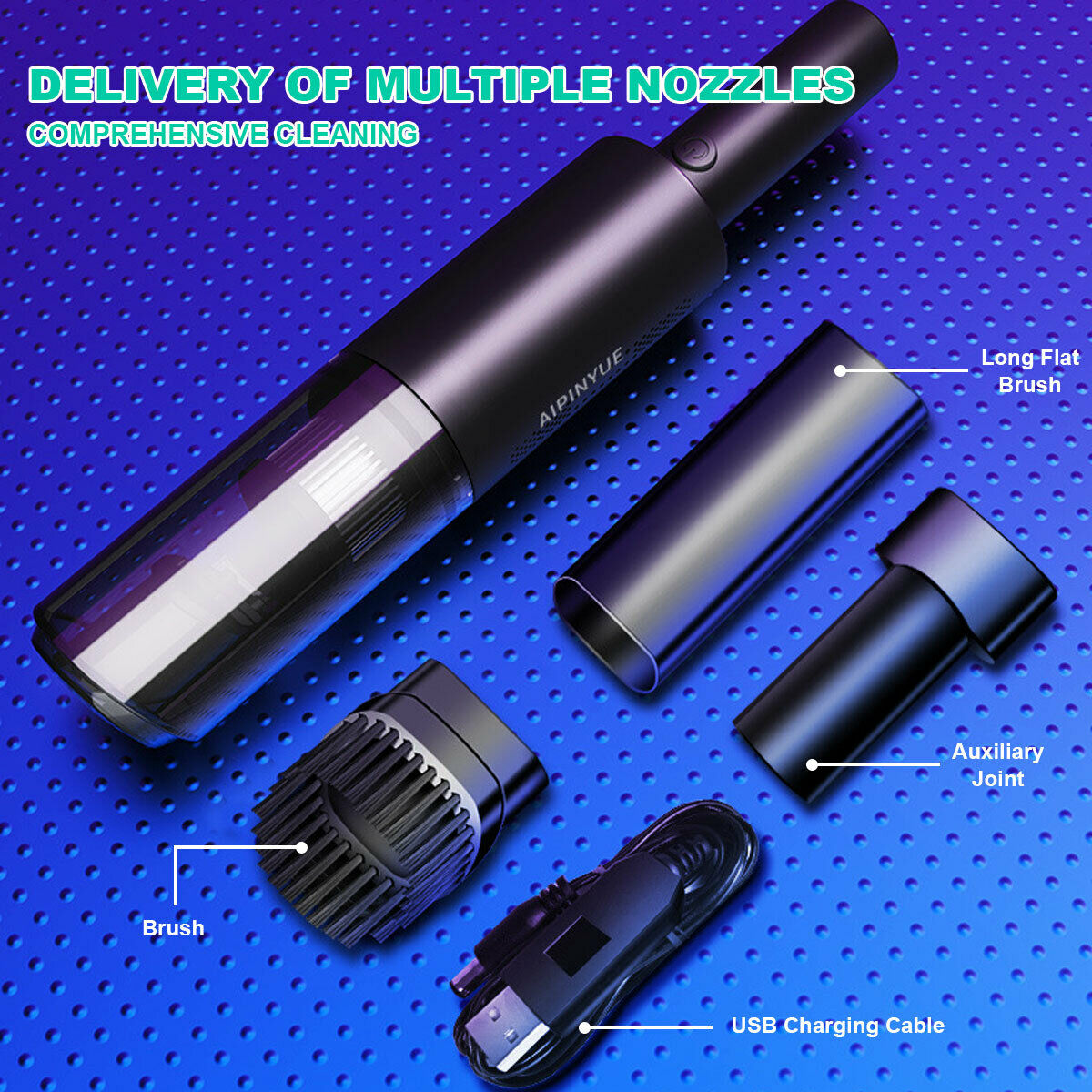 Wireless Charge 6000Pa Suction Powerful Portable Car Vacuum Cleaner Home Duster(Black) 3