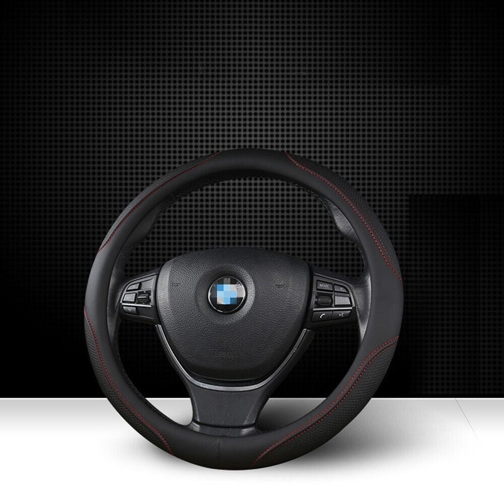 Universal Luxury Car 37-38cm Steering Wheel Cover PU Leather Non-slip Breathable (Cream) 3