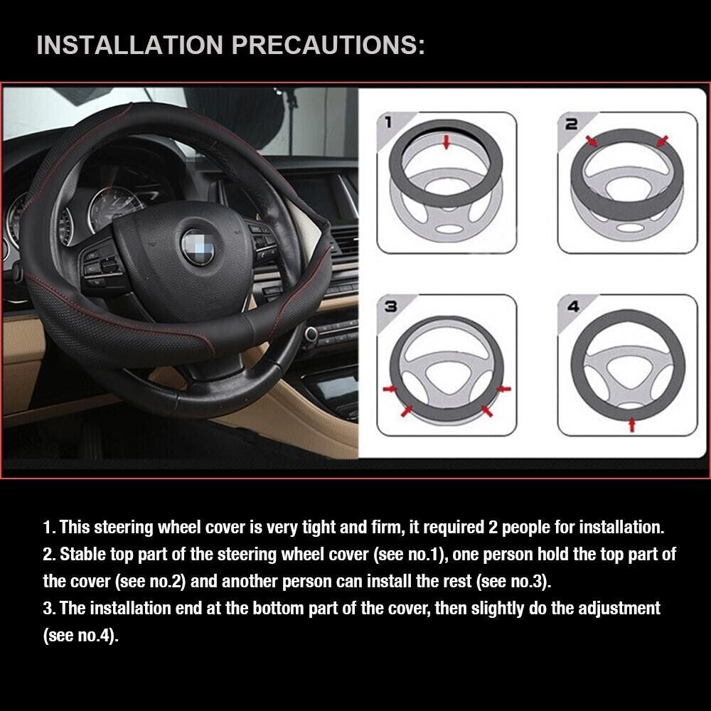 Universal Luxury Car 37-38cm Steering Wheel Cover PU Leather Non-slip Breathable (Brown) 4