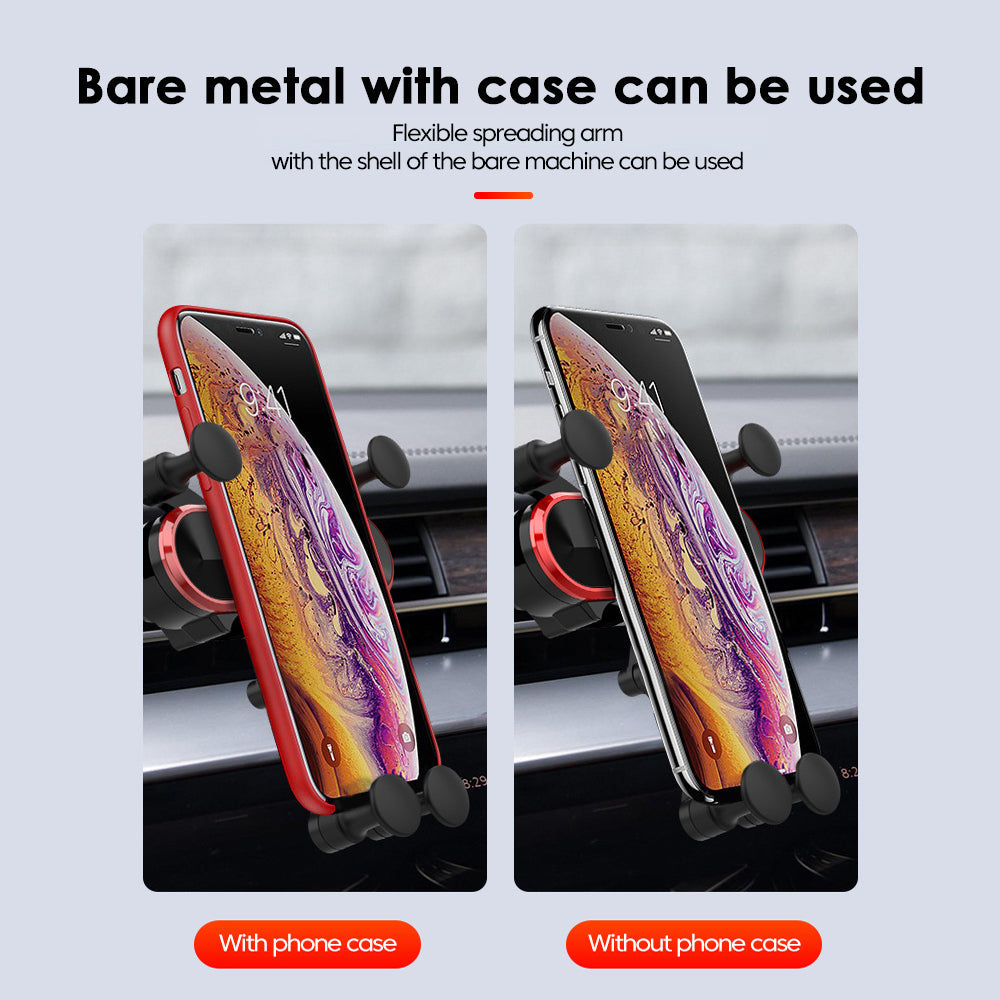 Car Phone Holder Metal Gravity 360 Universal Rotation Ball Air Vent Cellphone Stand(Dark Grey) 7