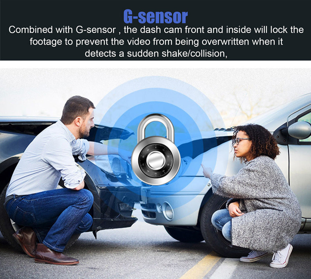 Front and Rear Triple Lens Dash Cam 1080P HD Three-Lens Driving Recorder Reversing Visual Recording 3