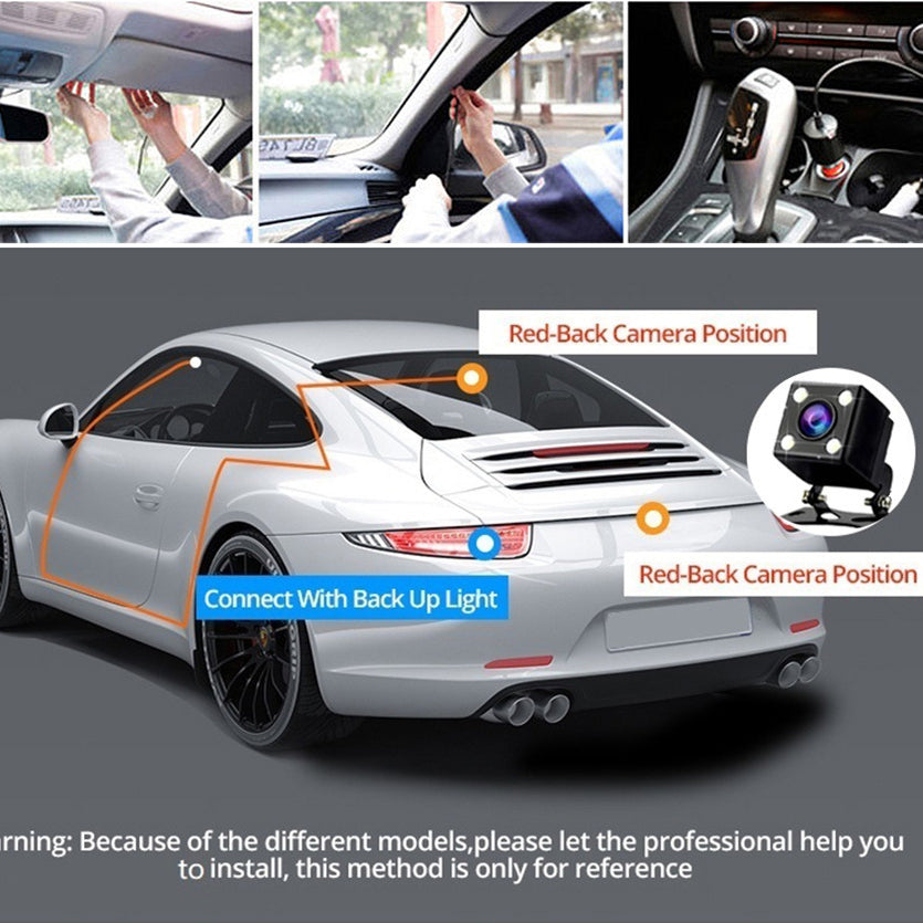 Front and Rear Triple Lens Dash Cam 1080P HD Three-Lens Driving Recorder Reversing Visual Recording 7