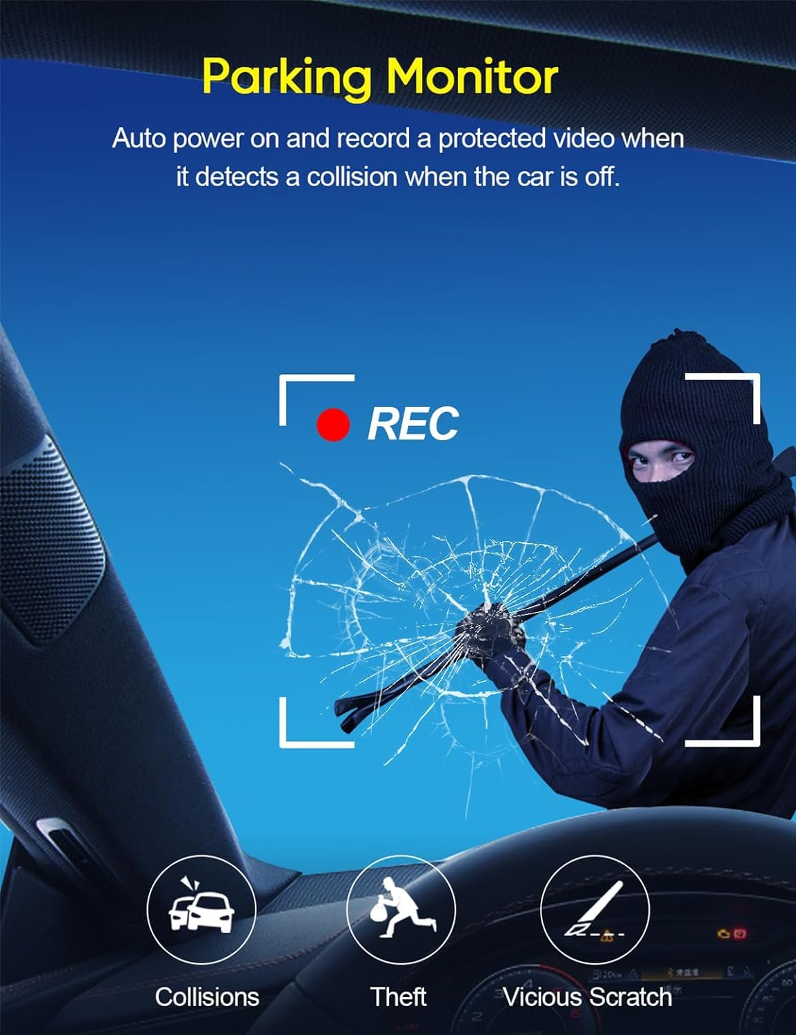 WIFI 3 Channels Dash Cam 1080P Full HD Car Dashcam Comes with Free 32GB Card 6
