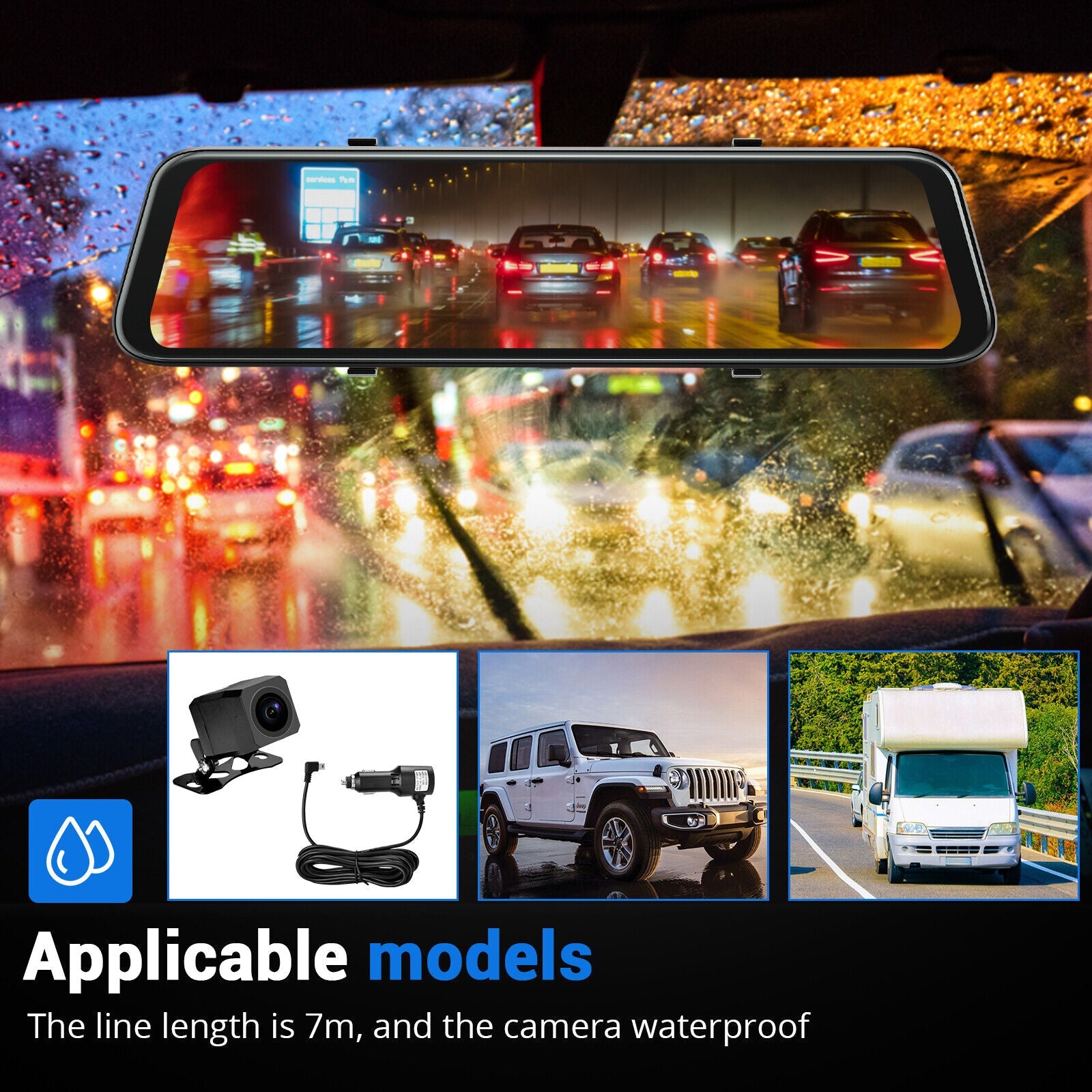 Wifi 10" 2K Dash Cam RearView Camera Reversing Recorder Comes with Free 32GB Card 5