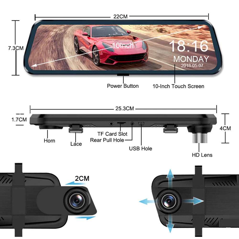 Wifi 10" 2K Dash Cam RearView Camera Reversing Recorder Comes with Free 32GB Card 8