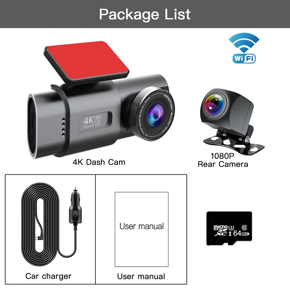 4K Dash Cam UHD 2160P WiFi Front Dashcam Night Vision Car Camera with 64GB Card 9