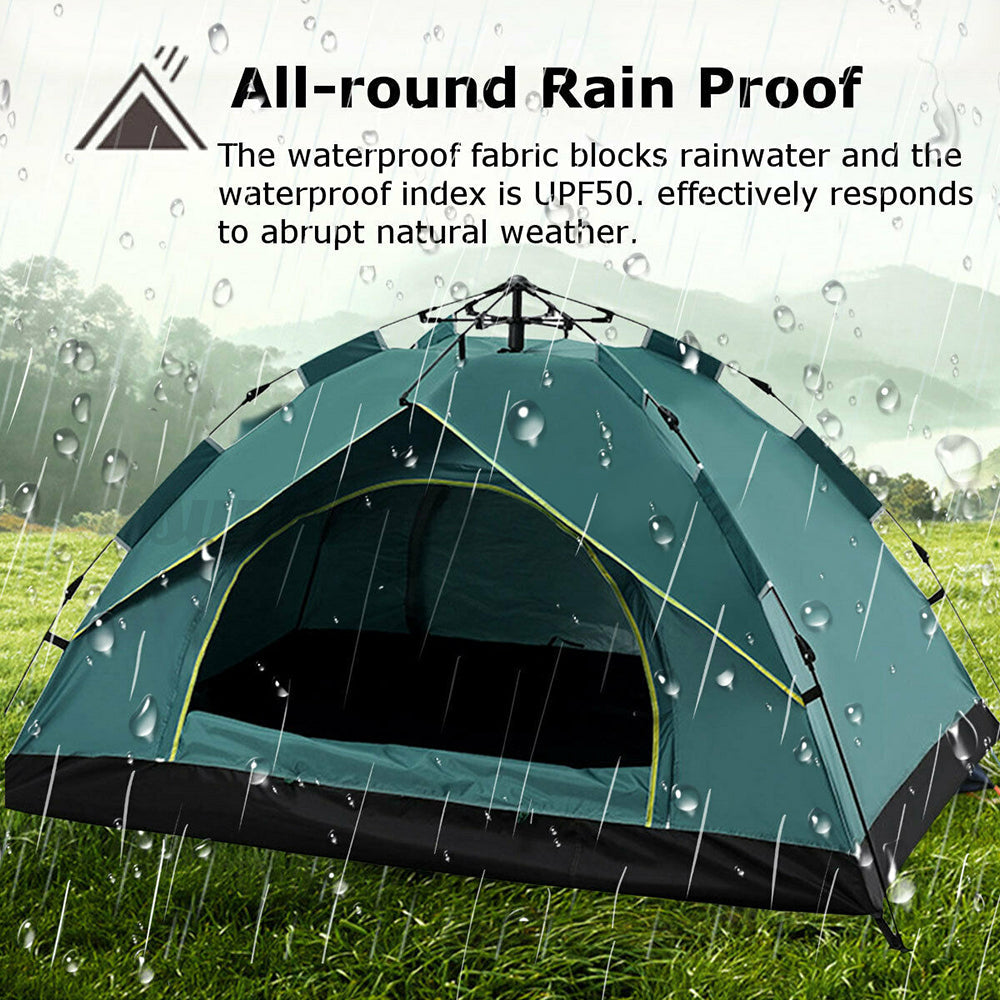 Waterproof Automatic Camping Tent 3-5 Person Come with Moisture Proof Pad(Green) 4