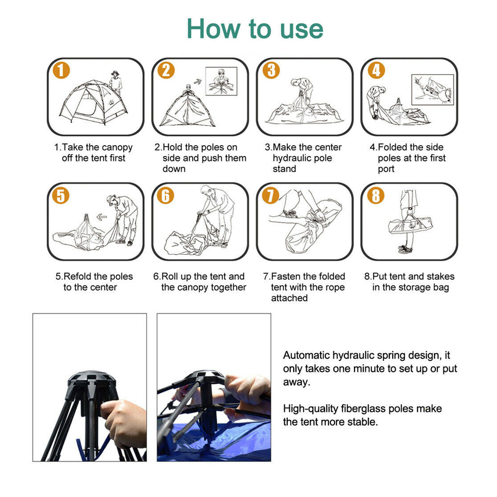 Waterproof Automatic Camping Tent 3-5 Person Come with Moisture Proof Pad(Green) 10