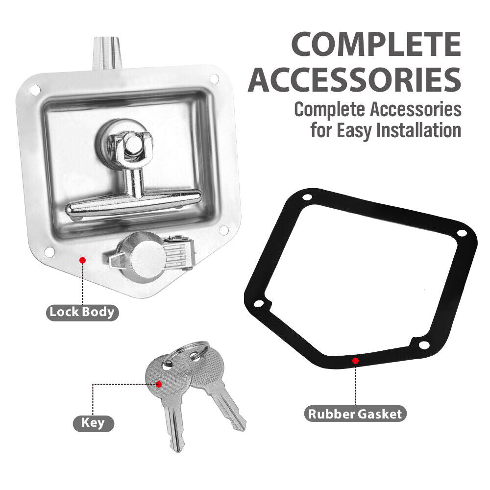 4-Piece T Handle Locks Tool Box With Keys Stainless Steel Trailer Camper Truck 4
