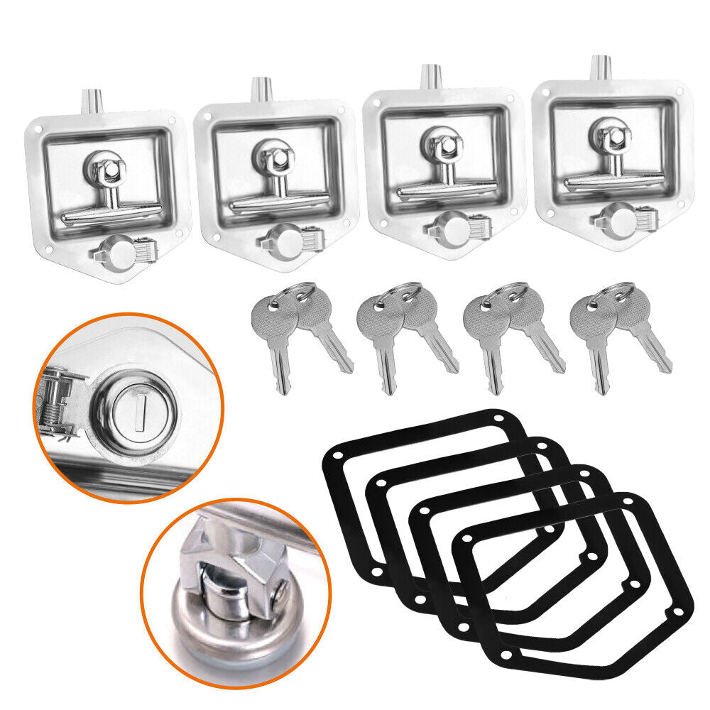4-Piece T Handle Locks Tool Box With Keys Stainless Steel Trailer Camper Truck 8