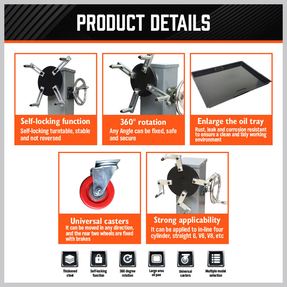 500kg Folding Engine Stand 1100lb Heavy Duty Workshop Auto Crane Hoist Motor 3