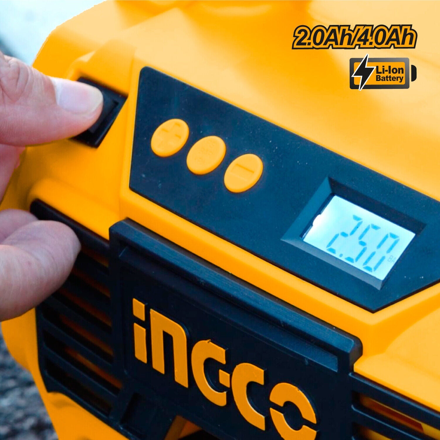INGCO Air Compressor Car Tyre Deflator Inflator Pump 160PSI Auto Stop & Fittings(no battery and charger) 3
