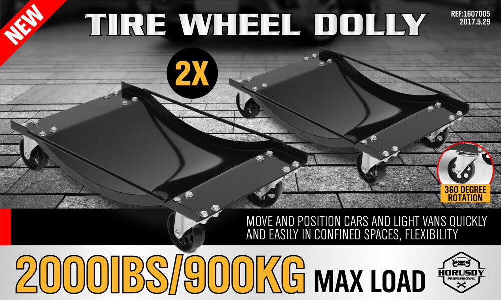 2-Piece Wheel Dolly Car Positioning Jack 450kg Vehicle Mover Transporter Trolley 3