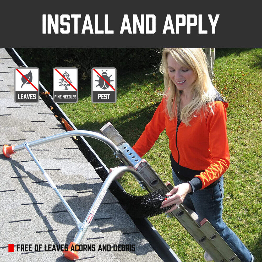 98x10cm 24Pc Gutter Brush Roof Leaf Guard Heavy Duty Twigs Filter Home Garden 6