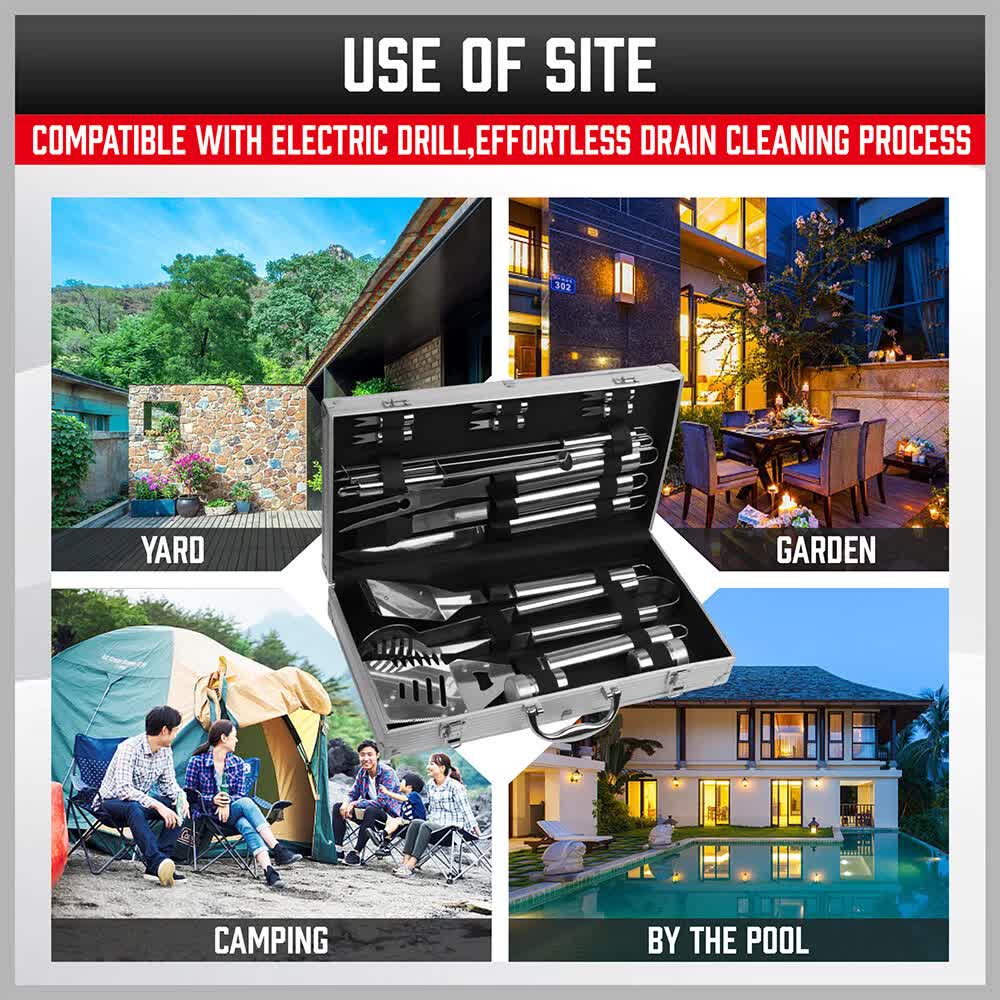 18Pcs BBQ Tool Set Stainless Steel Barbecue Utensil Cooking Grill Outdoor Cook 10