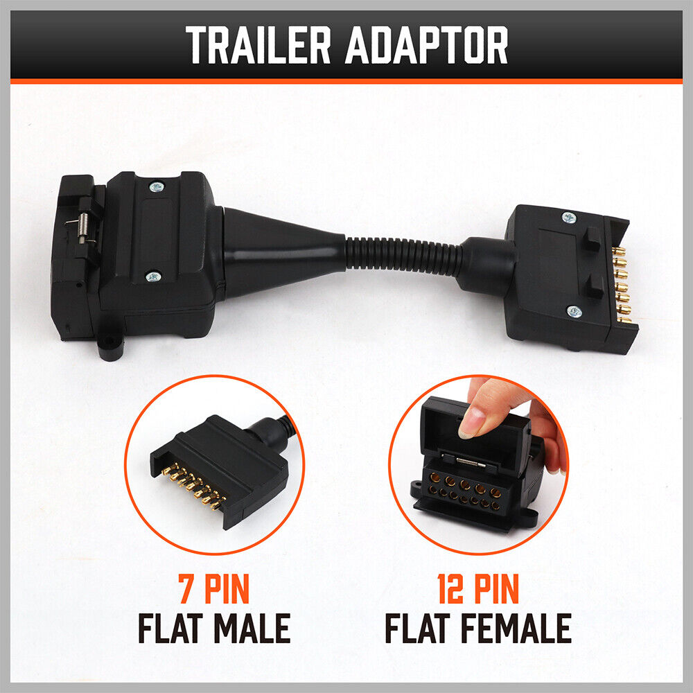 7 Pin Flat Plug to 12 Pin Flat Female Socket Adaptor Trailer Caravan Connector 9