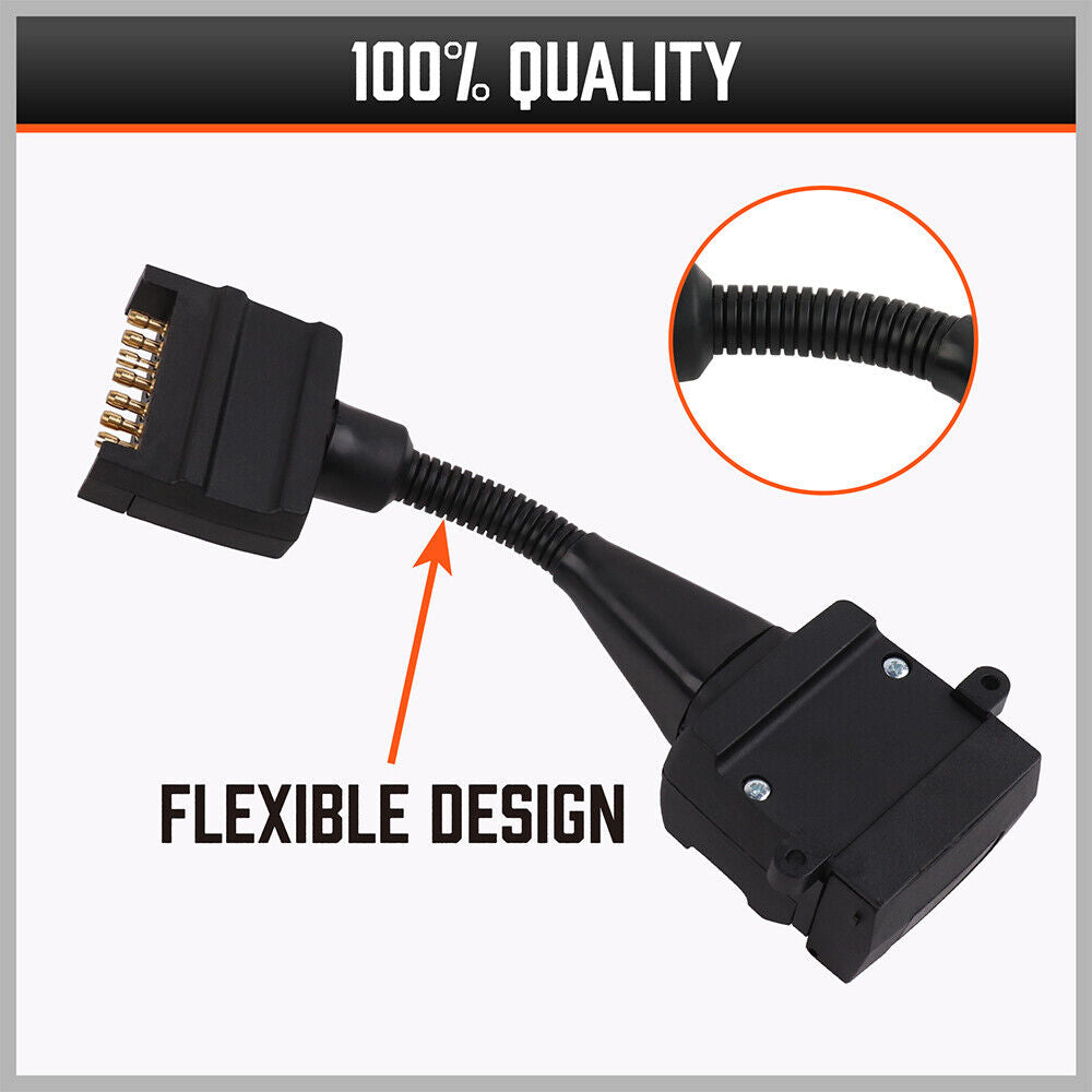 7 Pin Flat Plug to 12 Pin Flat Female Socket Adaptor Trailer Caravan Connector 10