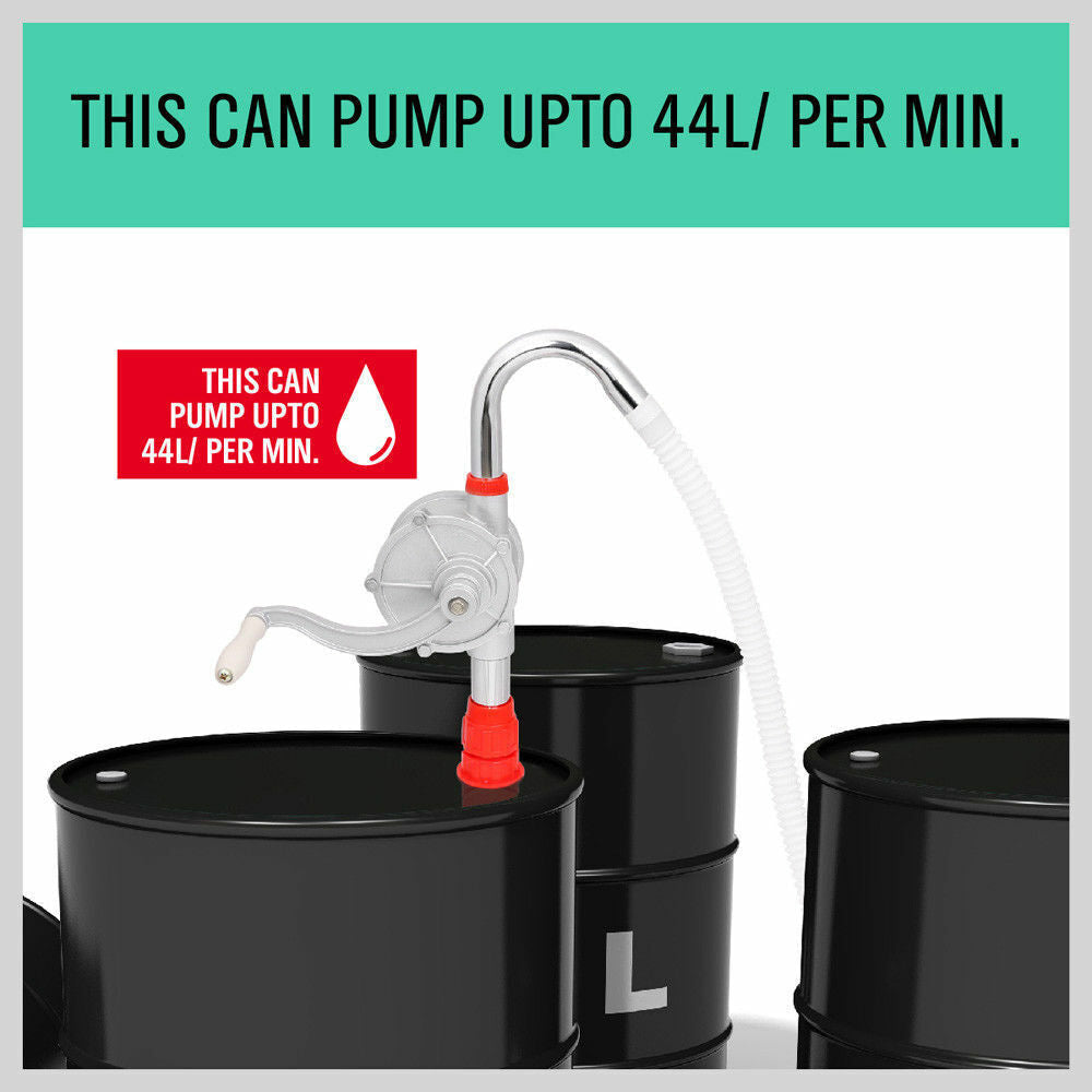 Aluminium Rotary Drum Pump Diesel Fuel Kero Oil Petrol 44 Gallon Drum Hand Pump 11