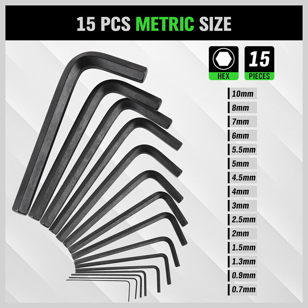 32Pcs Hex Key Set Allen Wrench Set Metric & SAE Storage Case L Shape Crv Au 4