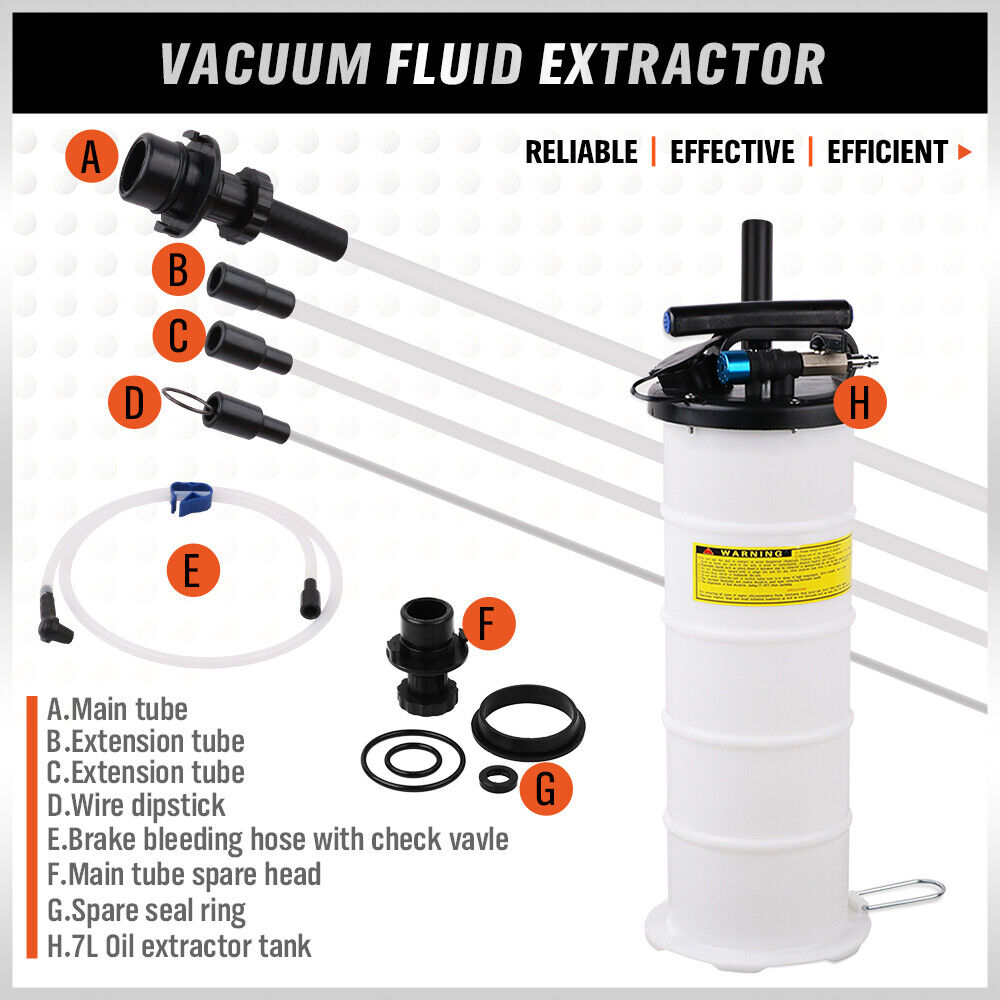 HORUSDY 7L Manual & Pneumatic Oil Extractor Waste Fluid Transfer Pump Suction 3