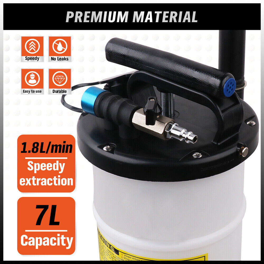 HORUSDY 7L Manual & Pneumatic Oil Extractor Waste Fluid Transfer Pump Suction 4