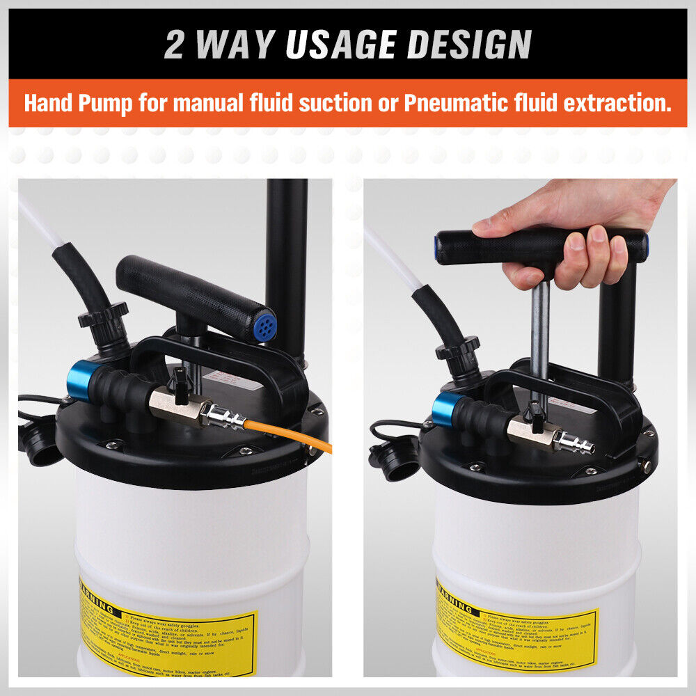 HORUSDY 7L Manual & Pneumatic Oil Extractor Waste Fluid Transfer Pump Suction 5