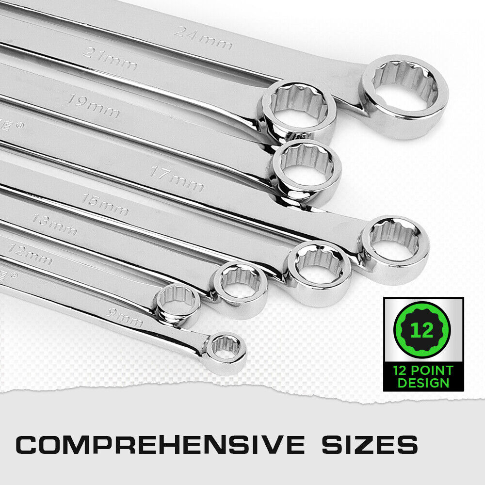 8PC Aviation Spanner Set Extra Long Wrench Double Ring CRV With Bag 8-24mm 5