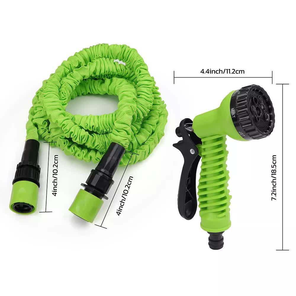 25FT Water Garden Hose Flexible Expandable Pipe Car Wash W/ Spray Nozzle Gun 3