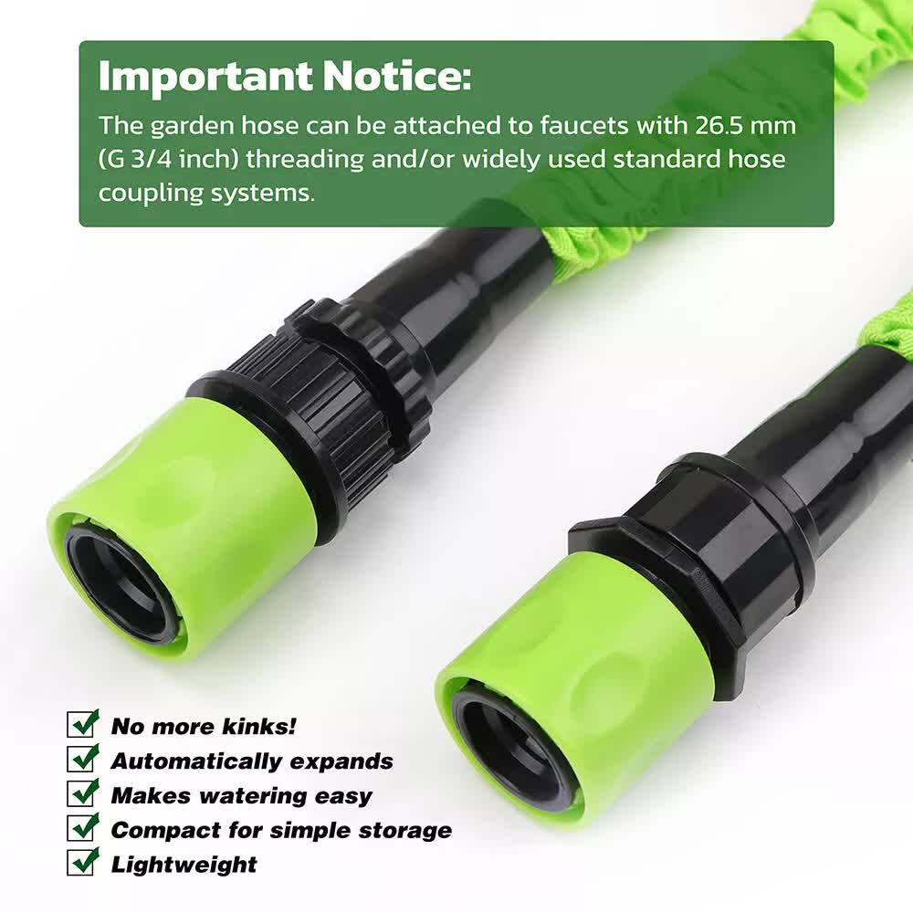 25FT Water Garden Hose Flexible Expandable Pipe Car Wash W/ Spray Nozzle Gun 5