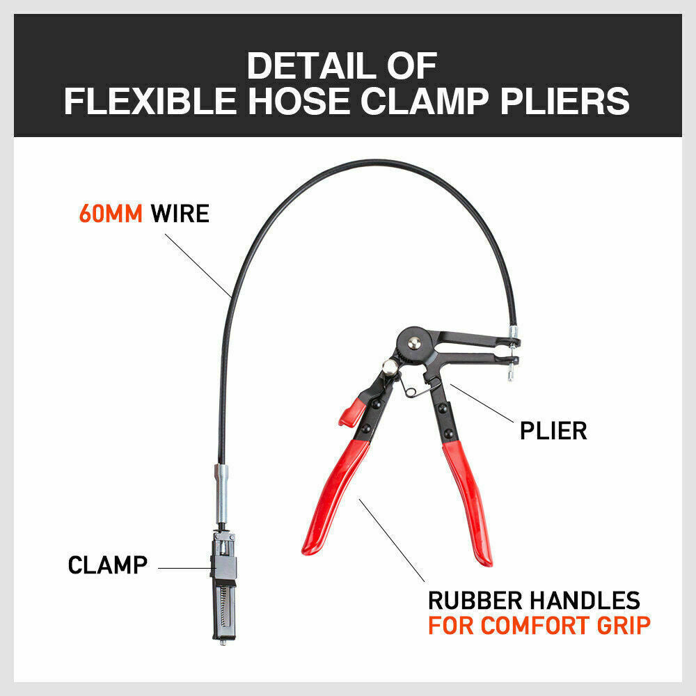 Long Hose Clamp Pliers 24" Flexible Extension Wire Oil Fuel Hose Clip Remove 3