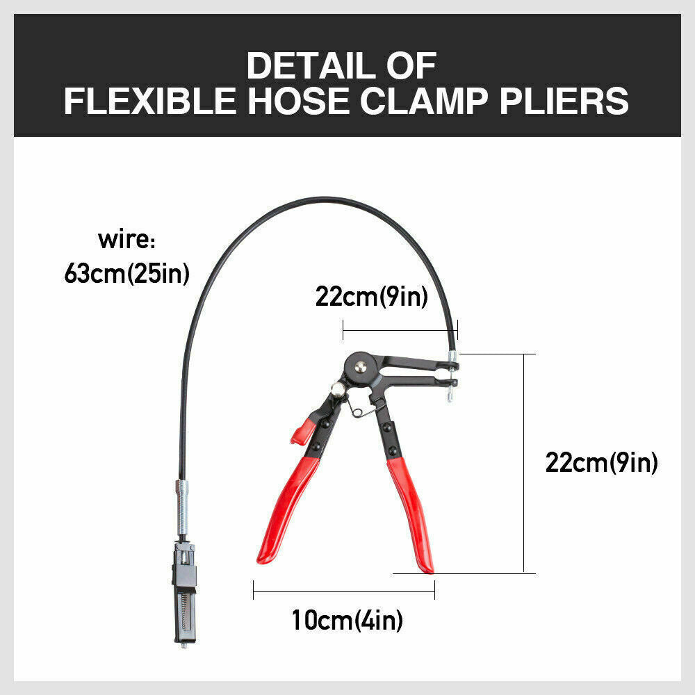 Long Hose Clamp Pliers 24" Flexible Extension Wire Oil Fuel Hose Clip Remove 5