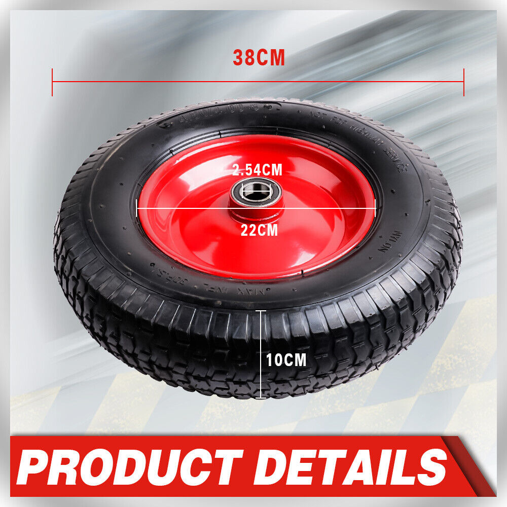 16" Wheelbarrow Trolley Wheel 4.80 4.00-8 Pneumatic Tyre 25.4mm Bore Tire Steel 3