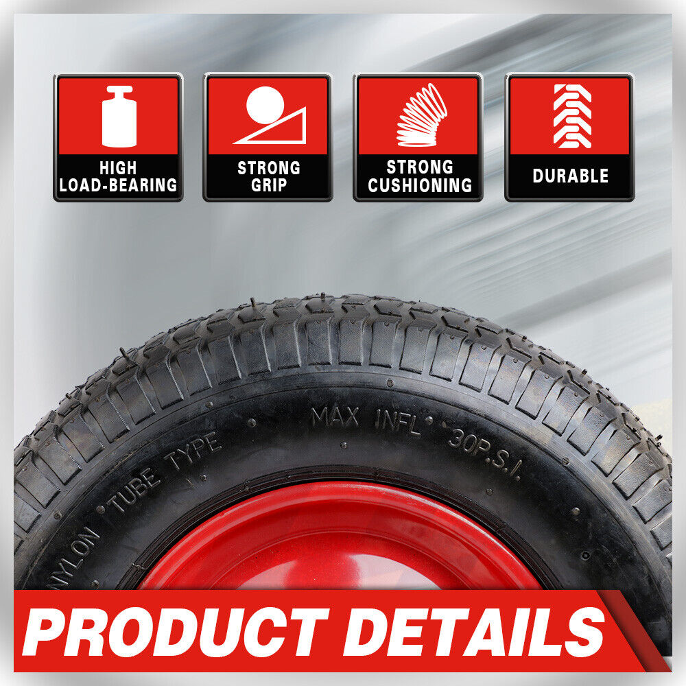 16" Wheelbarrow Trolley Wheel 4.80 4.00-8 Pneumatic Tyre 25.4mm Bore Tire Steel 6