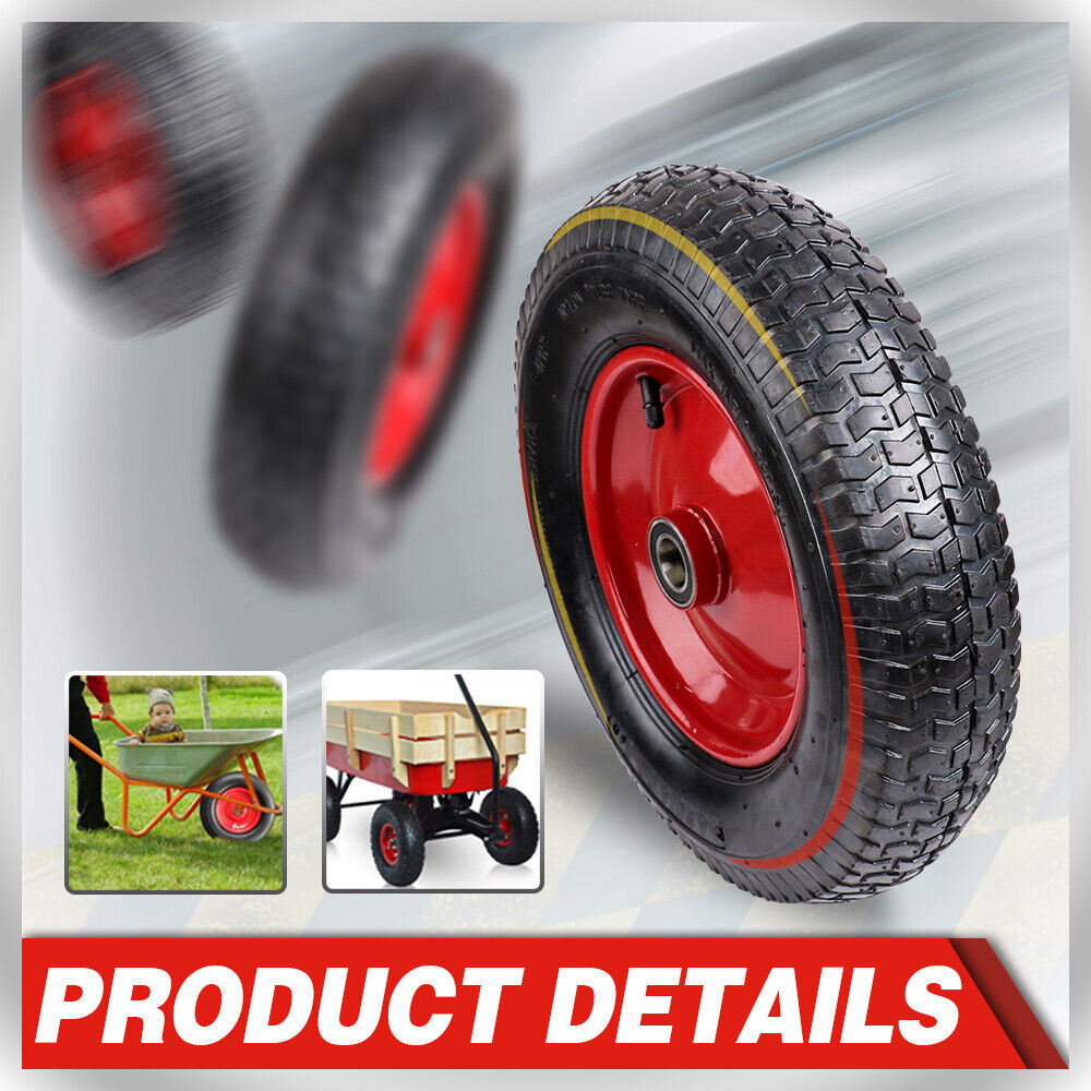 16" Wheelbarrow Trolley Wheel 4.80 4.00-8 Pneumatic Tyre 25.4mm Bore Tire Steel 7