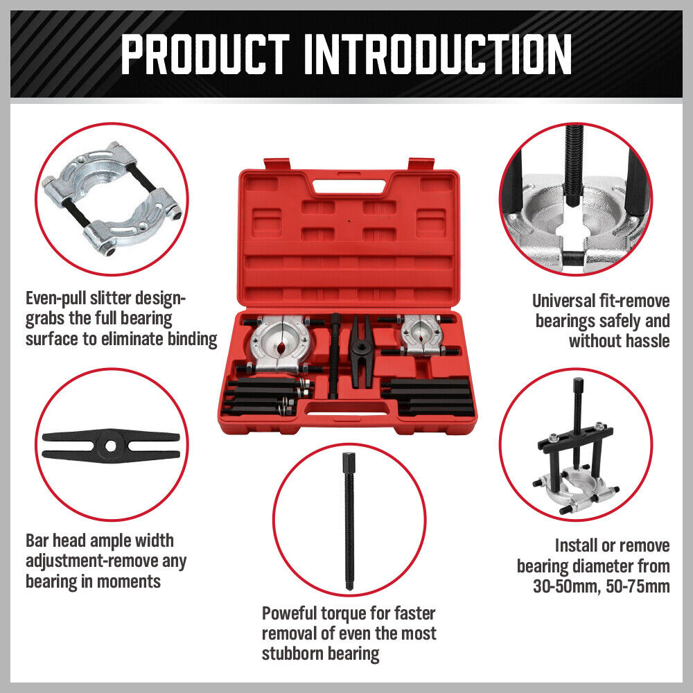 12 Piece Bearing Splitter Gear Puller Fly Wheel Separator Tool Kit Set With Box 4