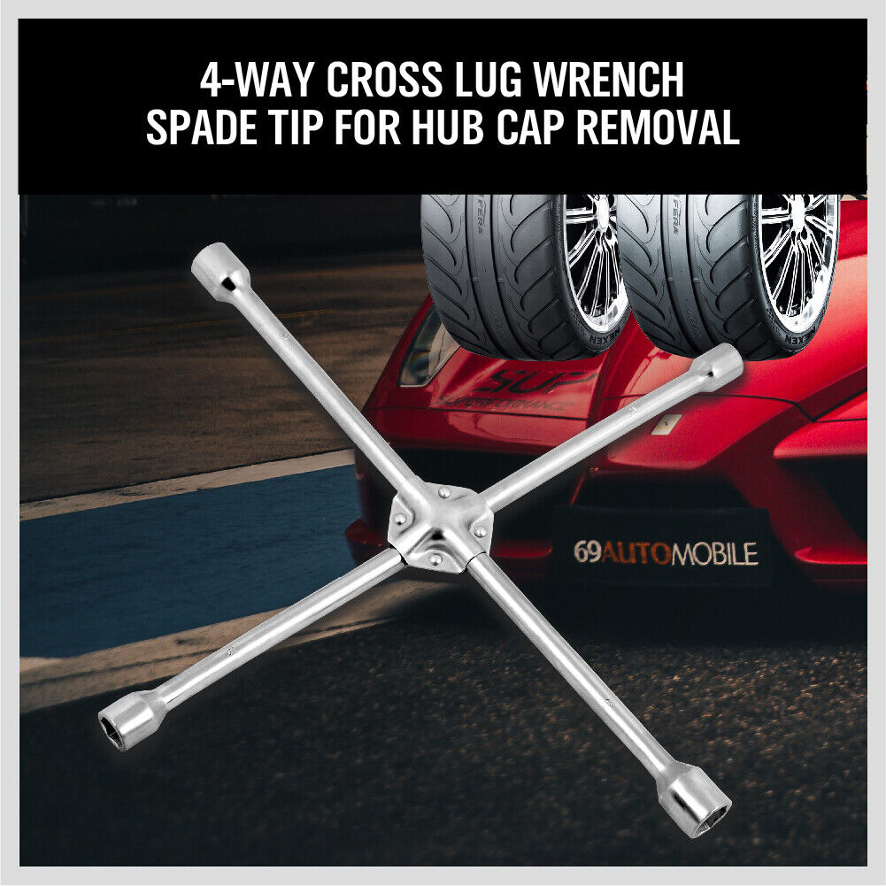 20” Wheel Brace Spanner 4-way Cross Wrench Car Tyre Nut 17 19 21 23mm Socket 4