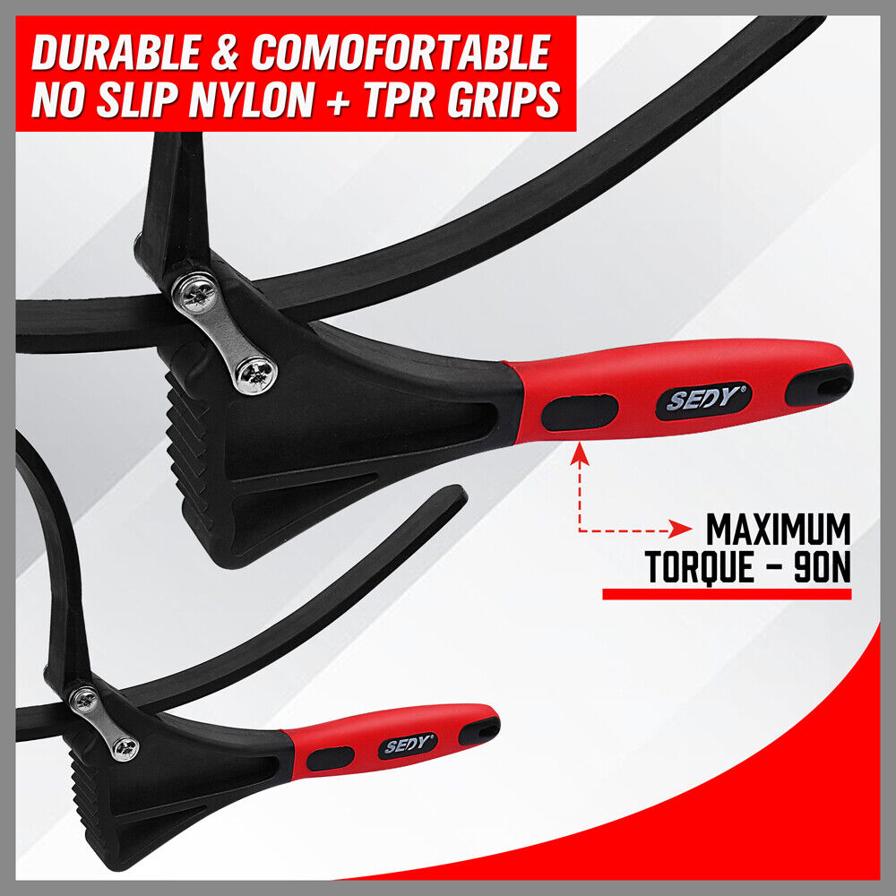 2x Rubber Strap Wrench Adjustable DIY Plumber Jars Hose Pipe Oil Filter Opener 4