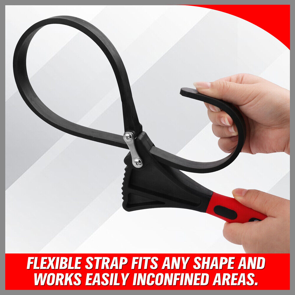 2x Rubber Strap Wrench Adjustable DIY Plumber Jars Hose Pipe Oil Filter Opener 6