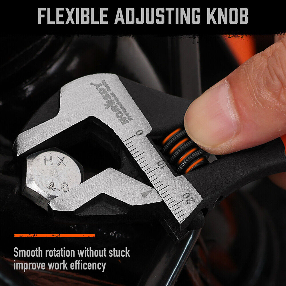 2x Adjustable Wrench Set 6" 10" Wide Jaw Spanner Cr-V Steel Workshop Metric SAE 7