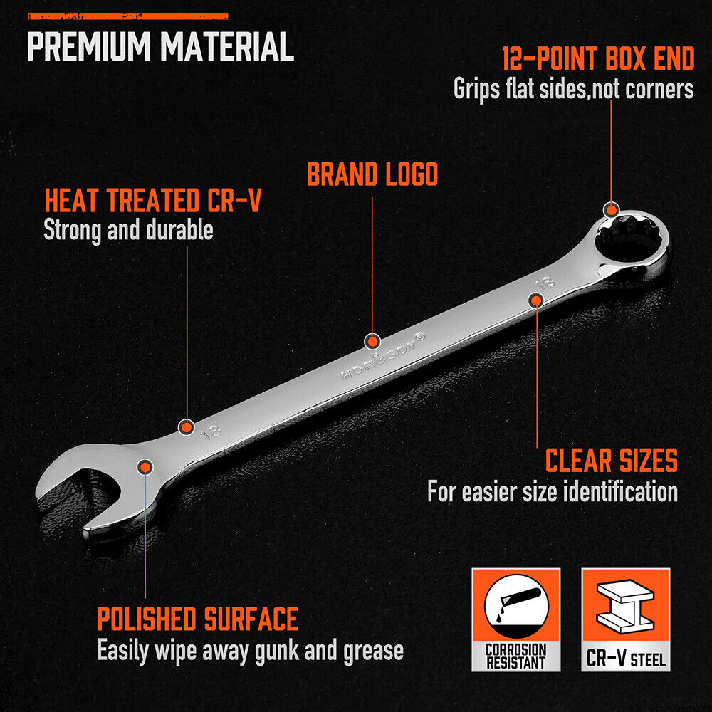 12x Metric Combination Spanner Ring Open Ended Combo Wrench CRV Storage Tool 6