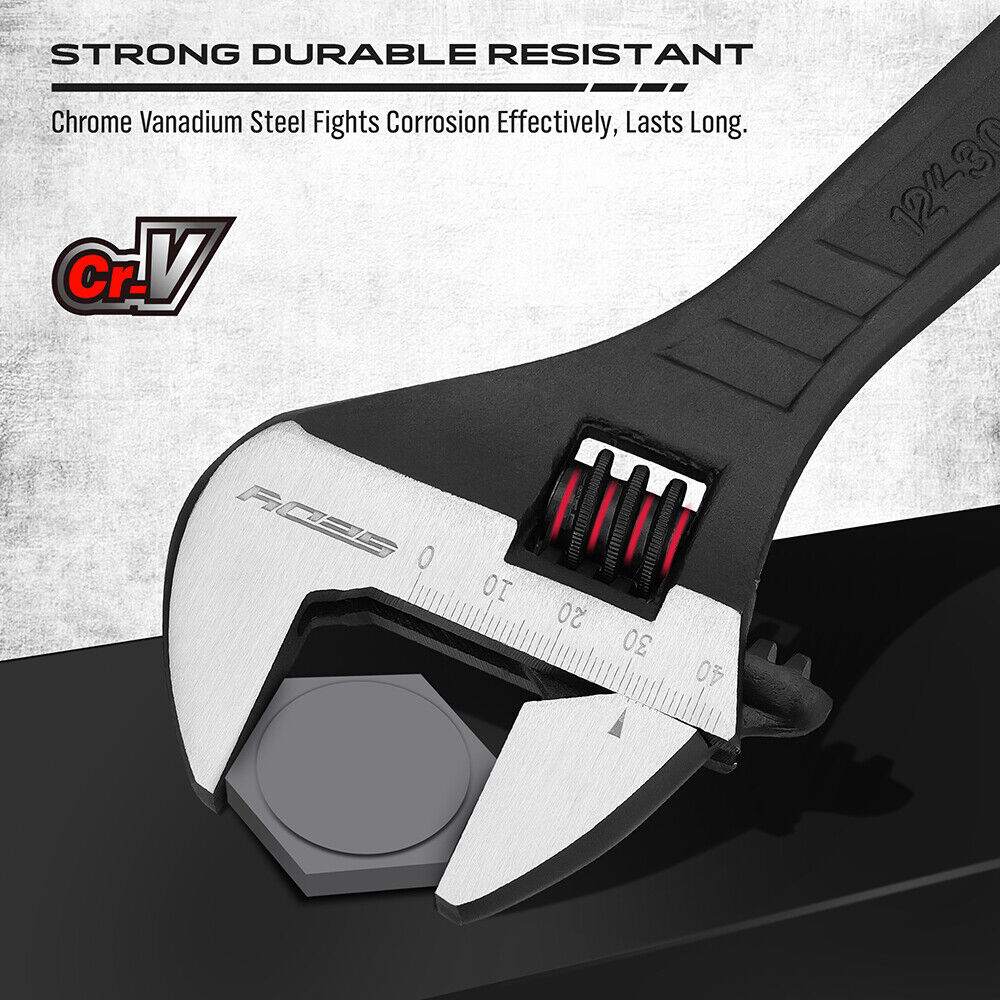 SEDY 4Pc Adjustable Wrench Set Shifter Heavy Duty SAE & Metric Household Repair 4