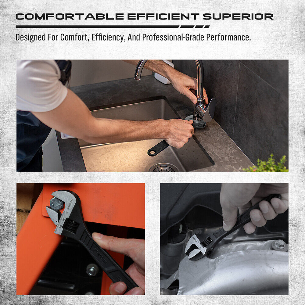 SEDY 4Pc Adjustable Wrench Set Shifter Heavy Duty SAE & Metric Household Repair 8