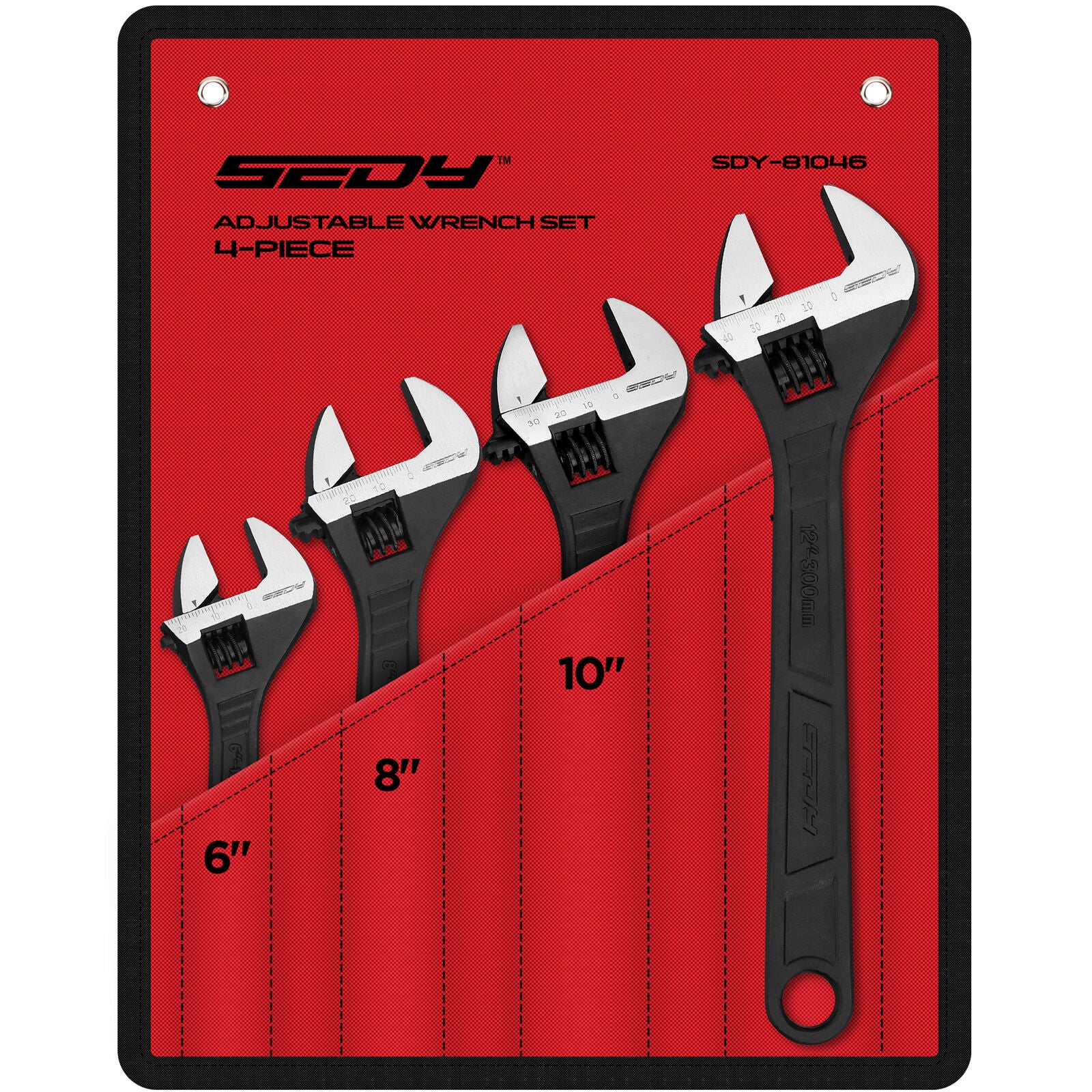 SEDY 4Pc Adjustable Wrench Set Shifter Heavy Duty SAE & Metric Household Repair 11