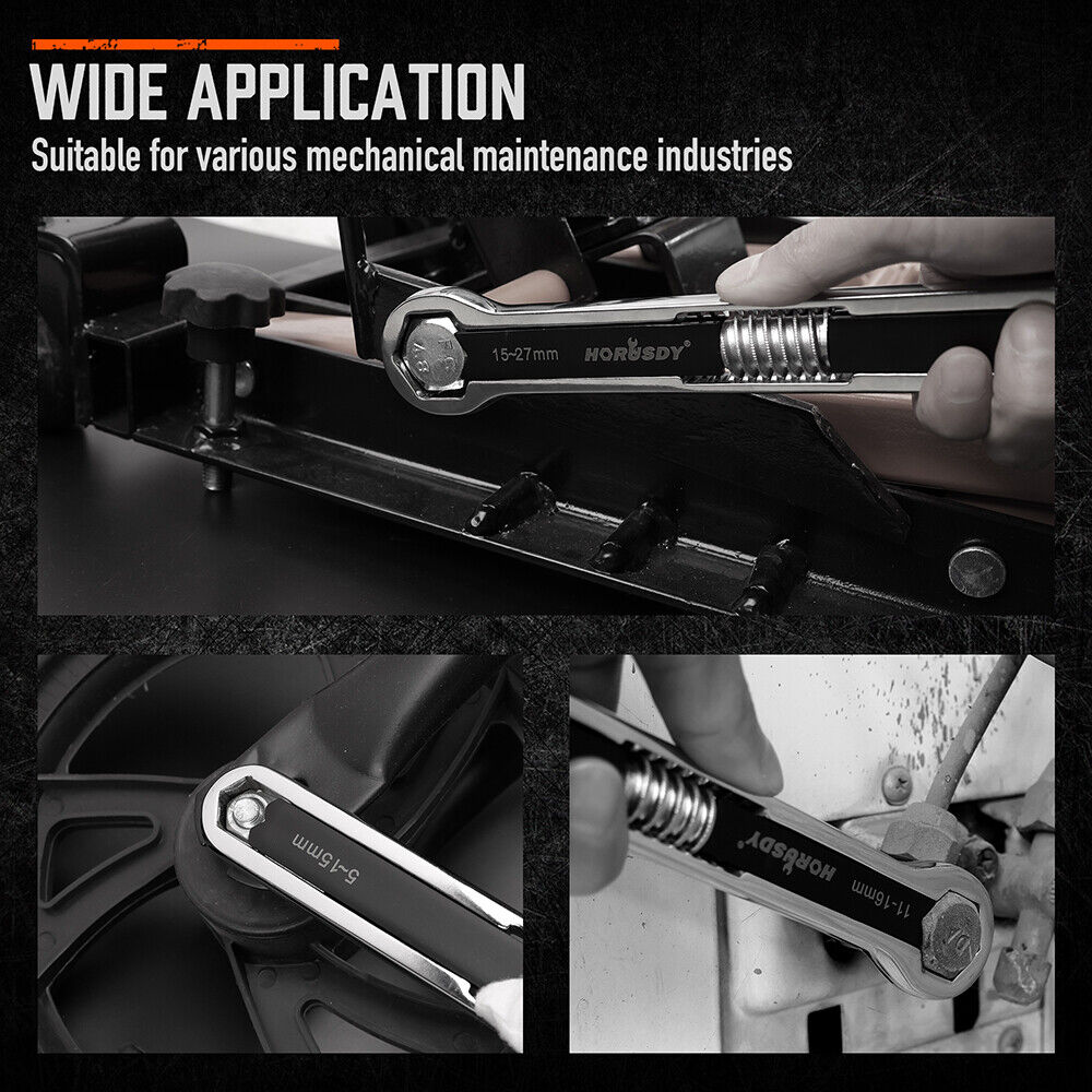 HORUSDY 2Pcs Universal Wrench Set SAE & Metric Spanner Hex E-Torx Triangle 11