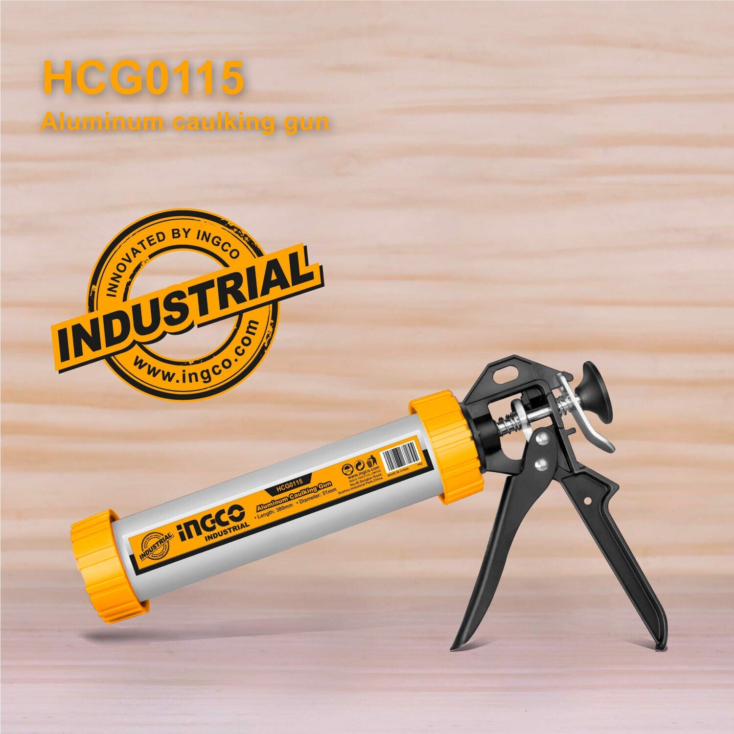 INGCO Aluminum Caluking Gun 9" Sausage Sealing Silicone Sealant Glue 4