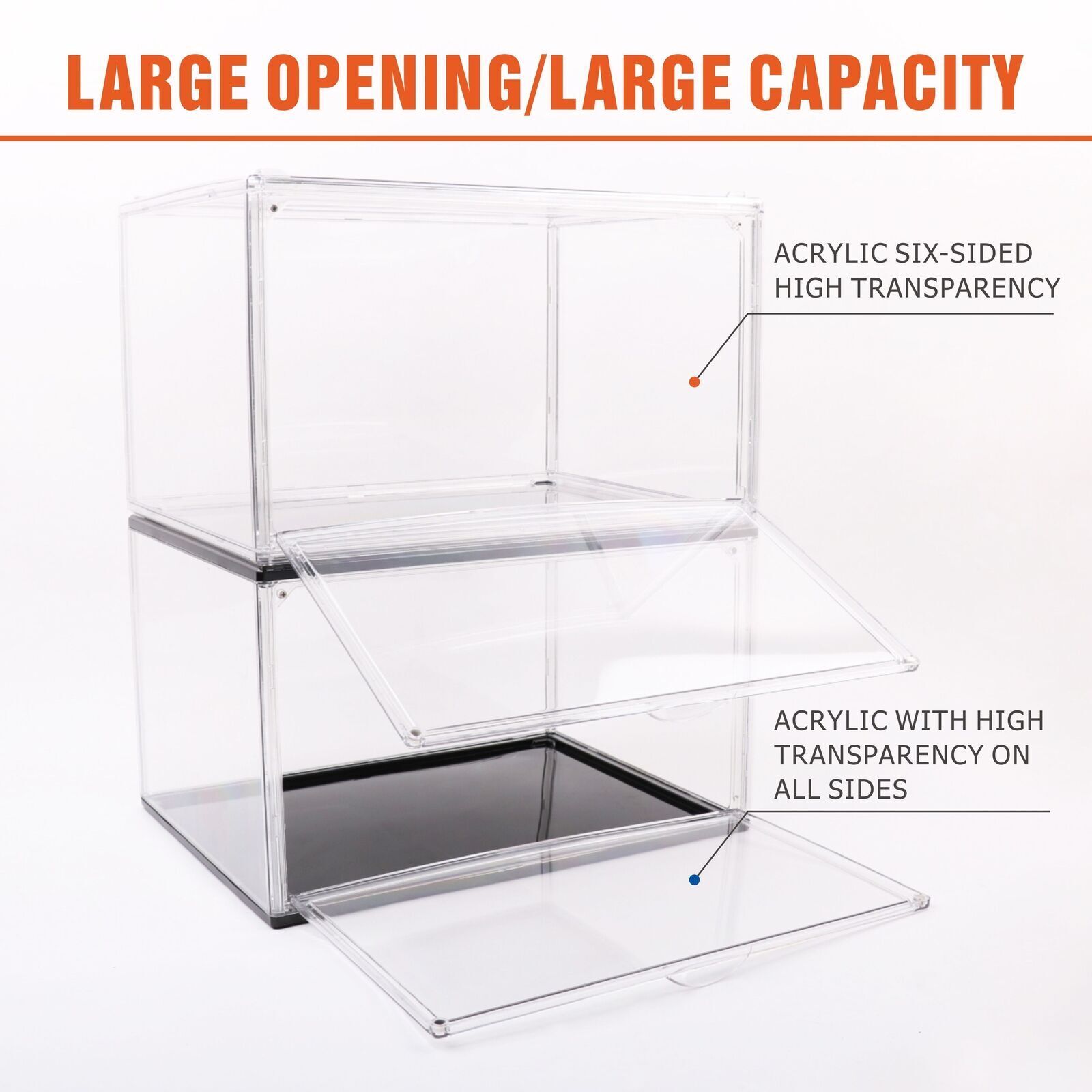 5PC  Stackable Shoe Display Box Hard Acrylic Sneaker Storage Containers Case 5