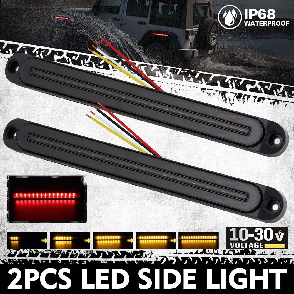 2Piece LED Tail Lights Flowing Turn Signal Stop brake Trailer Truck Caravan IP68 3