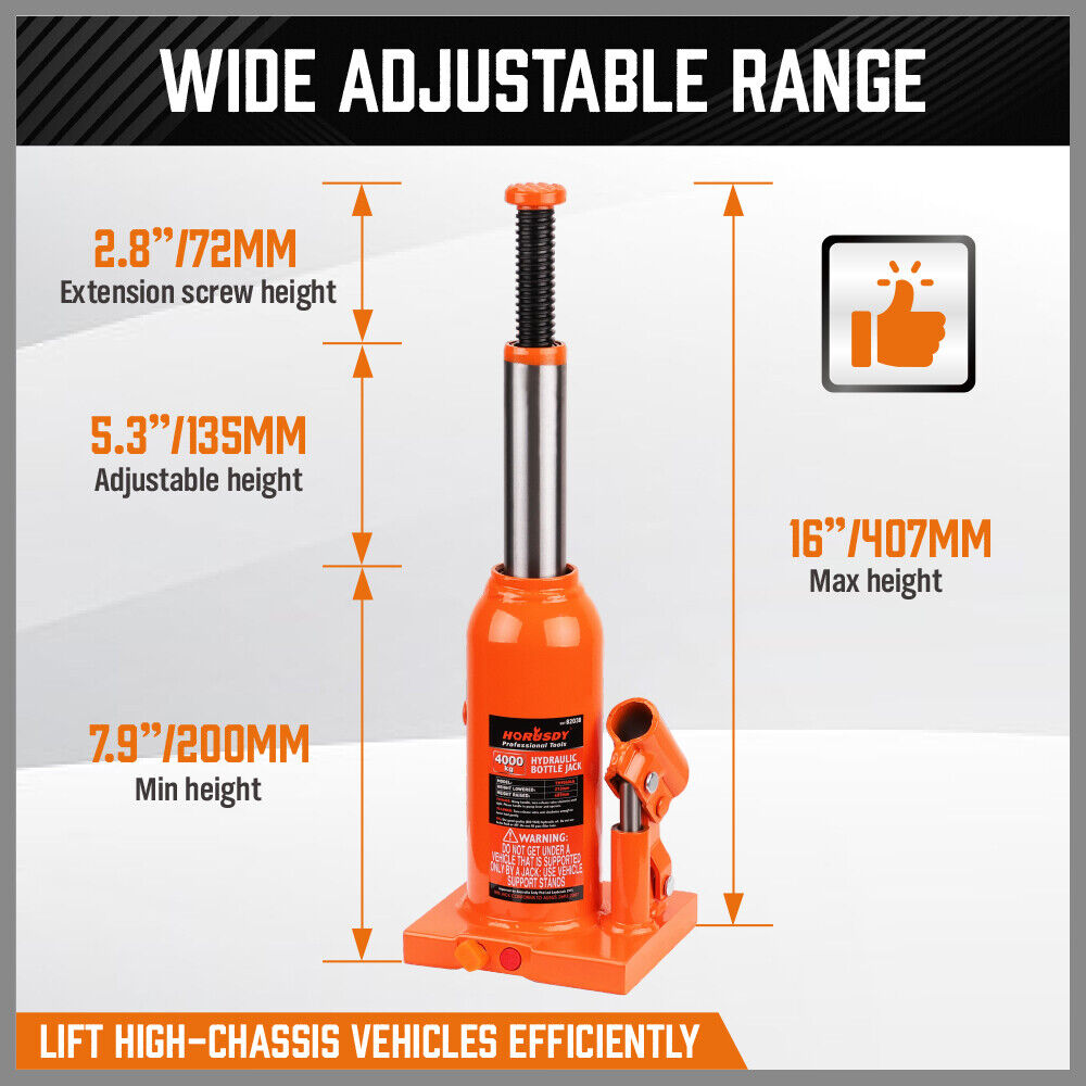 4-Ton (8,000 LBs) Hydraulic Bottle Jack Heavy Duty Car Lifter with Safety Valve 3
