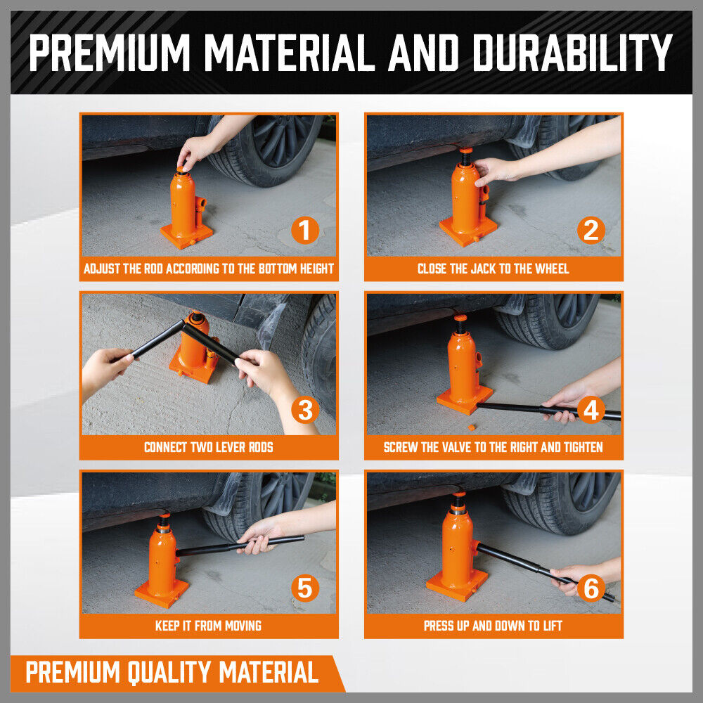 4-Ton (8,000 LBs) Hydraulic Bottle Jack Heavy Duty Car Lifter with Safety Valve 7