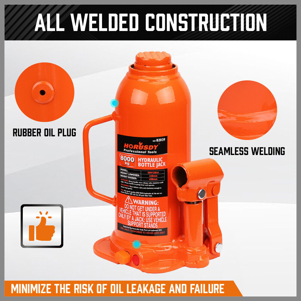 8-Ton (16,000 LBs) Hydraulic Bottle Jack Heavy Duty Car Lifter with Safety Valve 5